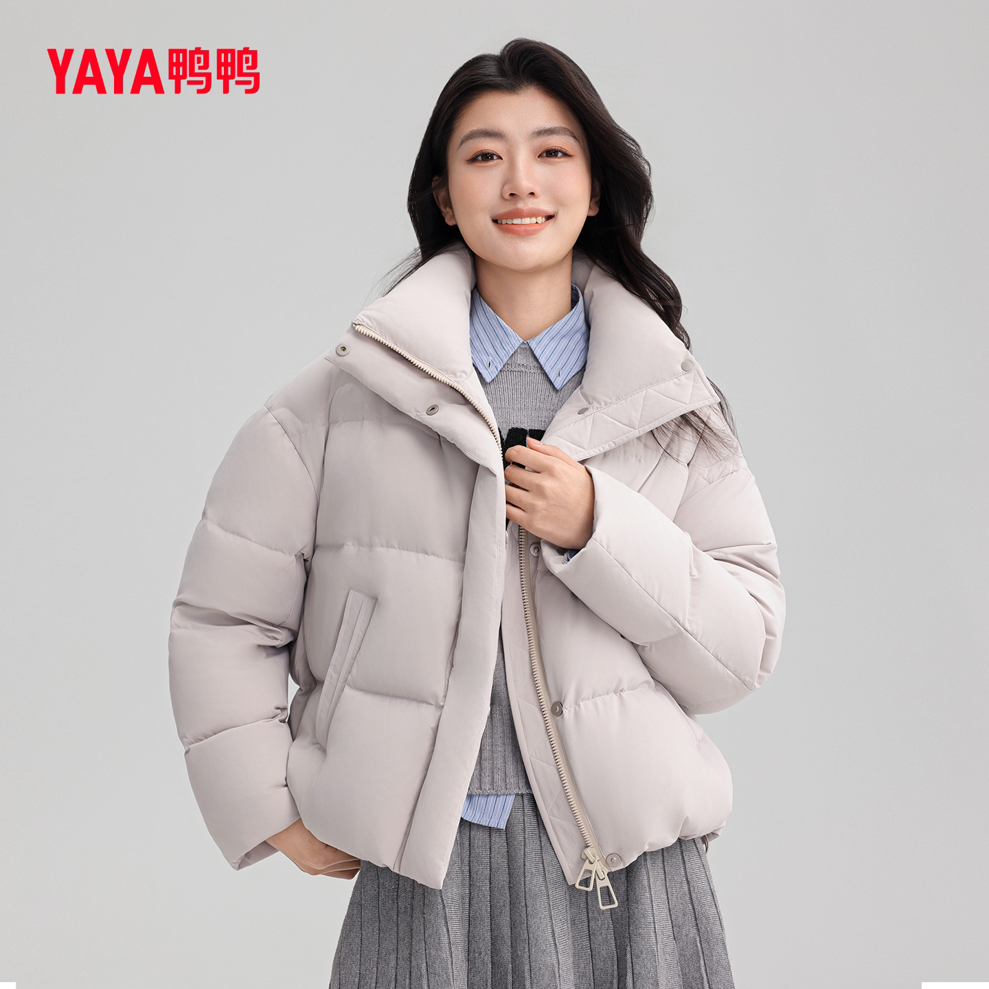 YAYA鸭鸭厚款羽绒服女2026秋冬新时尚立领短款泡芙面包服保暖外套