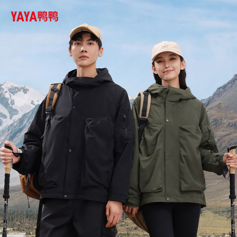 YAYA鸭鸭户外风连帽短外套2026年春秋男女情侣款高级感防风夹克