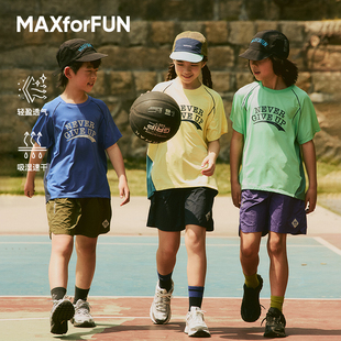 MAXforFUN童裝 速干衣拼色運動短T透氣涼感輕氧戶外 25春夏兒童短袖