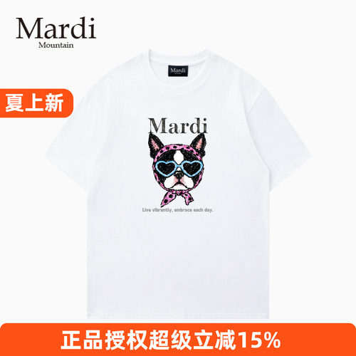 官方授权正品Mardi Mountain 韩国26夏新款情侣纯棉圆领短袖女t恤