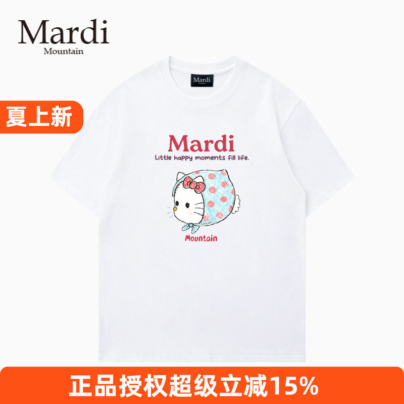 官方授权正品Mardi Mountain 韩国26夏新款情侣纯棉圆领短袖女t恤