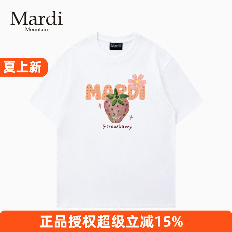 官方授权正品Mardi Mountain 韩国26夏新款情侣纯棉圆领短袖女t恤