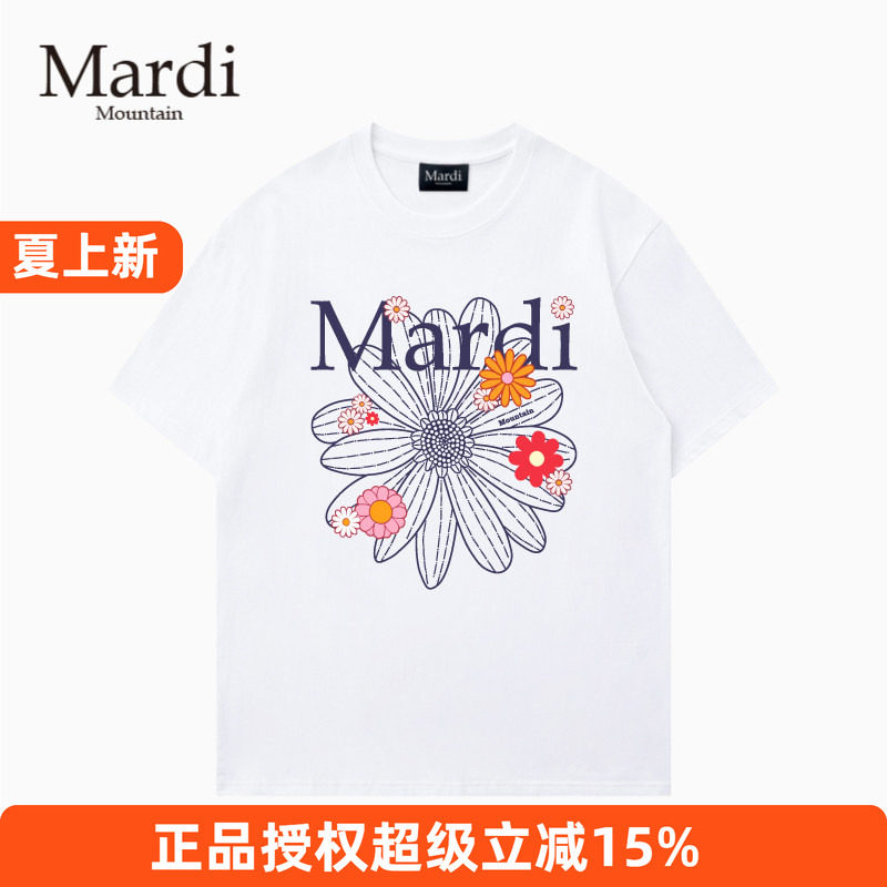 官方授权正品Mardi Mountain 韩国26夏新款情侣纯棉圆领短袖女t恤