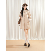 长岛恋人 英伦百搭宽松外套 风衣2025新款 韩系袖 口拼接花边中长款