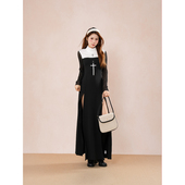 十字架中长裙 开叉连衣裙新款 神罚降临 修女服亚文化Cosplay装