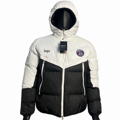 24/25赛季巴黎圣日耳曼连帽羽绒棉加厚保暖运动足球服外套定制