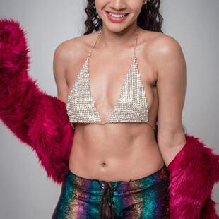 chain 欧美跨境热销几何文胸 性感比基尼沙滩水钻身体链女body