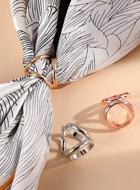 丝巾扣环百搭两用优雅简约三环丝巾扣女配饰品方巾披肩衣角打结扣