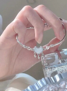 新款 如意平安长命锁手链女ins小众设计复古风长命锁手镯闺蜜生日