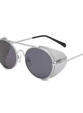 新款蒸汽朋克风翻动网框复古 潮流欧美包边侧边翻动墨镜