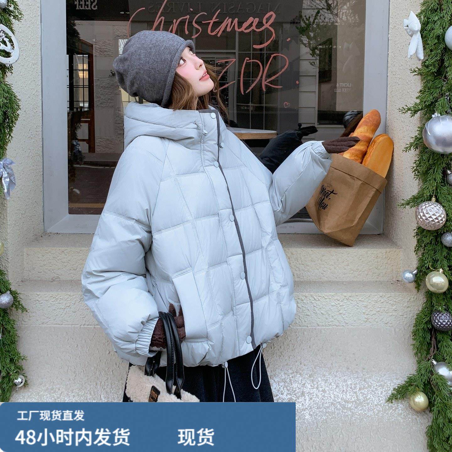 韩系拼色连帽泡芙羽绒服女2025冬季简约休闲宽松小个子白鸭绒外套,孕妇装/孕产妇用品/营养,套装,淘宝优惠券,粉丝福利购,淘宝优惠卷