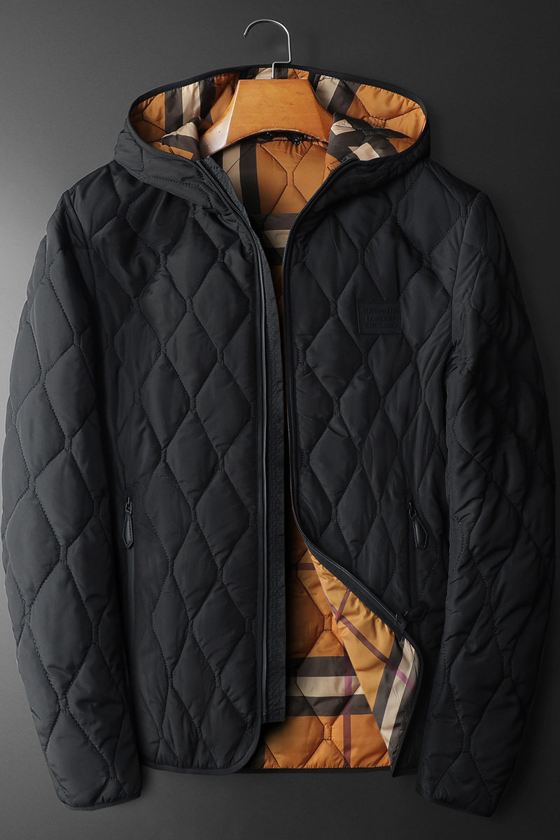2025秋冬男菱格轻薄款修身连帽棉衣外套棉服6015-31101-P210黑底,男装棉衣,钱塘6015（原D203）