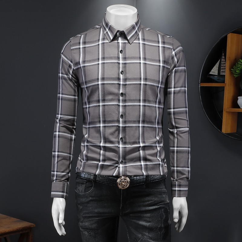 2025秋季新款商务休闲男士长袖衬衫QT6015-3339-P125，男装衬衫，钱塘6015（原D203）
