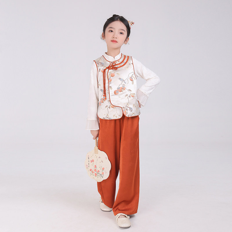 新中式国风女童汉服马甲裤子唐装套装2025春季新款小女孩古风衣服,童装/婴儿装/亲子装,汉服,淘宝优惠券,粉丝福利购,淘宝优惠卷