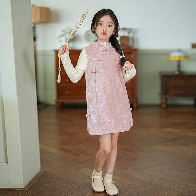 童装女童新中式连衣裙秋冬款过年服2025新款国风改良旗袍裙子儿童