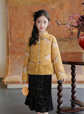 80924拜年服女童夹棉加厚汉服保暖外套2026马年新款冬季儿童棉衣
