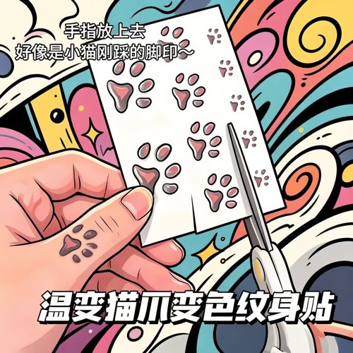 温感变色猫爪纹身贴派对拍照