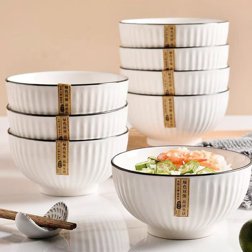 Underglaze colored ceramic tableware, dishes, simple Nordic style bowl and plate, household bowl and plate set, microwa
