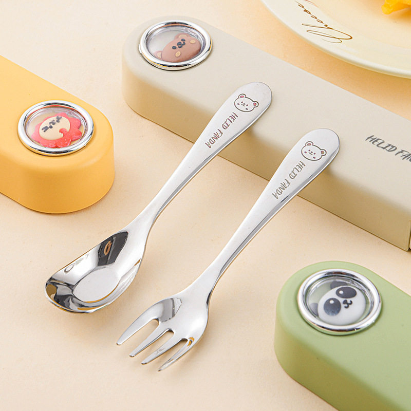 316L Yuanbao Spoon Children's Eating Spoon Portable Set for Home Use, Baby Eating Soup Deepening Feeding Spoon
