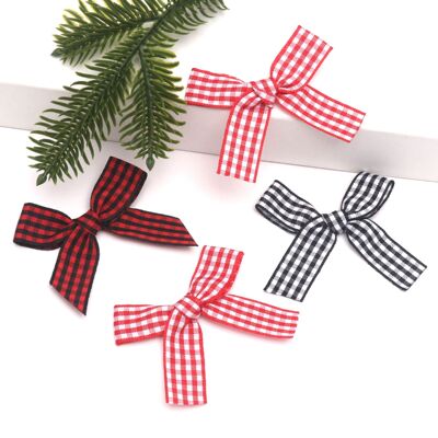 Summary of 1.5cm plaid clothing accessories Christmas handmade DIY greeting card envelope decoration plaid knot