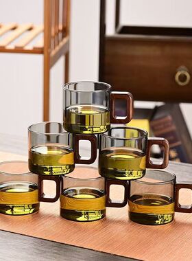 空盒子玻璃茶杯家用个人玻璃杯杯子耐高温茶水分离办公室水杯茶杯