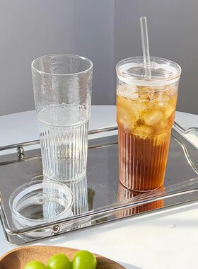 空盒子高硼硅玻璃吸管杯高颜值大容量咖啡杯家用带盖耐热早餐牛奶