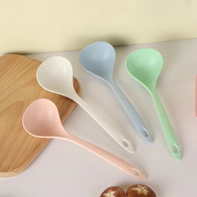 Wheat straw spoon household long handle soup Congee spoon kitchen kitchen utensils thickened porridge spoon chafing dis