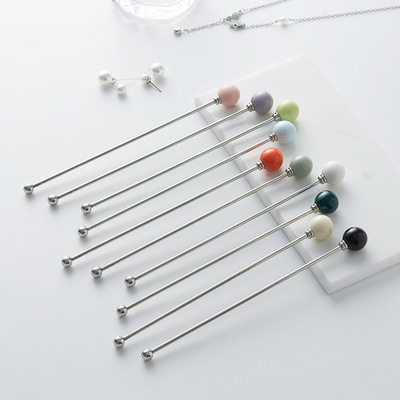 304 stainless steel tea and coffee stirrer, multi-color dessert signing, household high aesthetic ceramic handle milk s