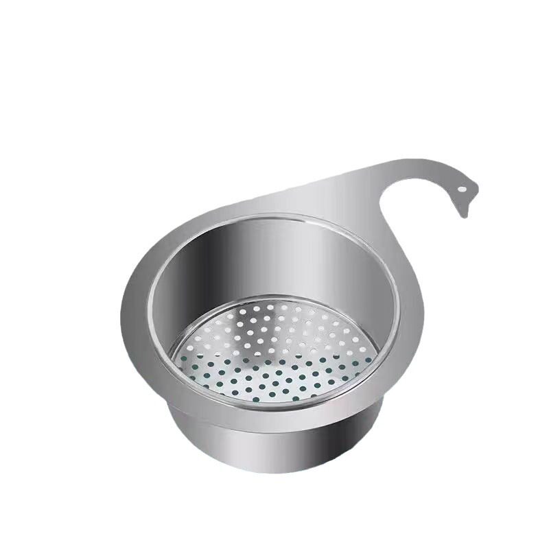 Swan Drain Basket Stainless Steel Drain Rack Kitchen Sink Special Widening and Deepening Can Hang Fruit Items Storage B