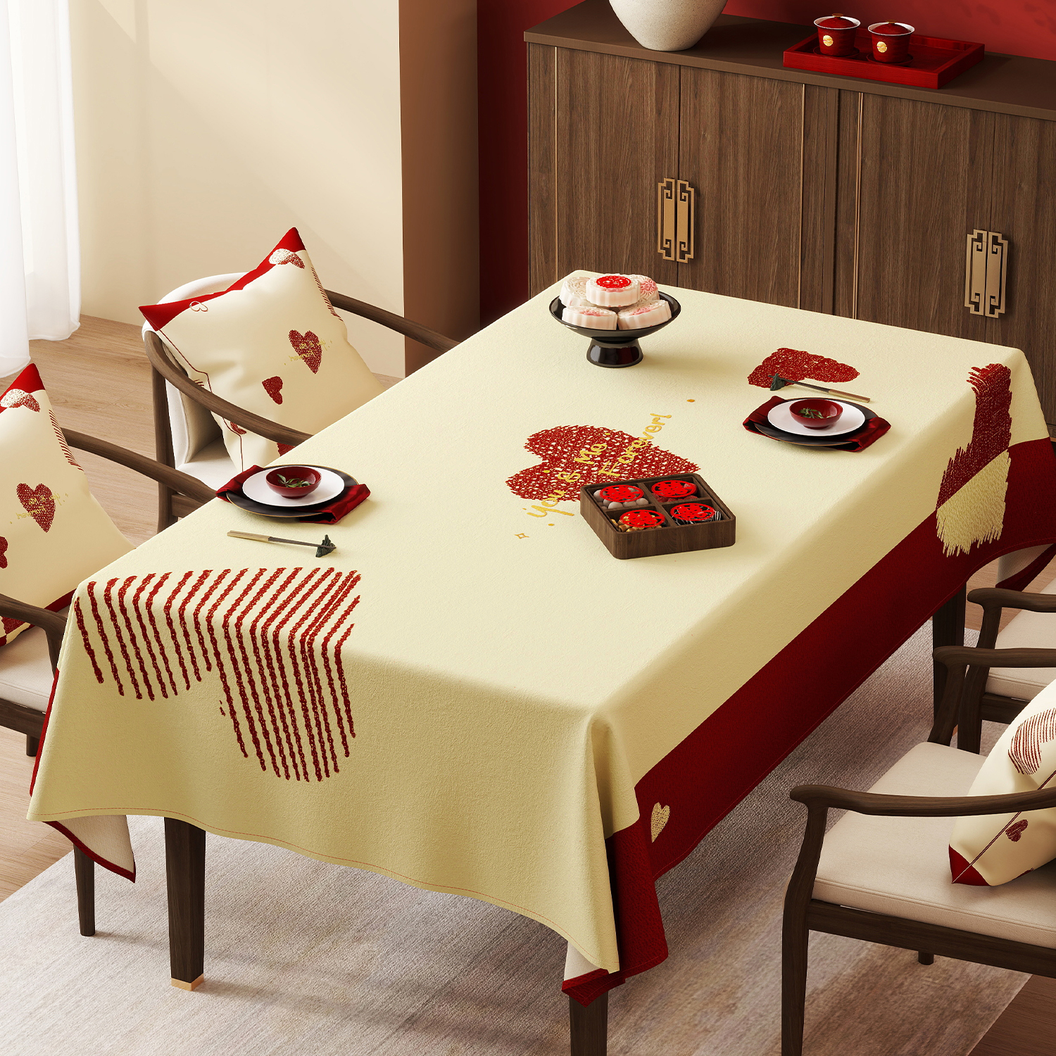 新年桌布结婚喜宴盖布订婚餐桌布