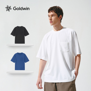 宽松男女同款 Goldwin夏季 抗菌吸湿排汗T恤户外徒步带口袋短袖
