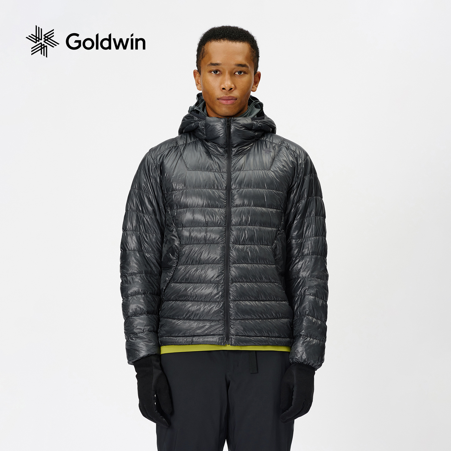 Goldwin户外连帽排骨羽绒外套