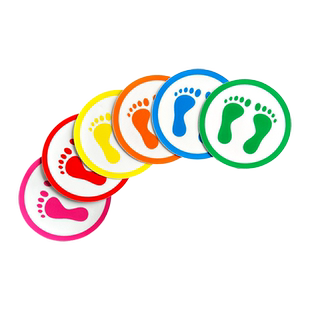 圆形地面耐磨脚丫贴幼儿园地面定点贴站位地贴工厂车间学校排队圆形脚丫脚印地板广告贴纸标识贴定位标示定做