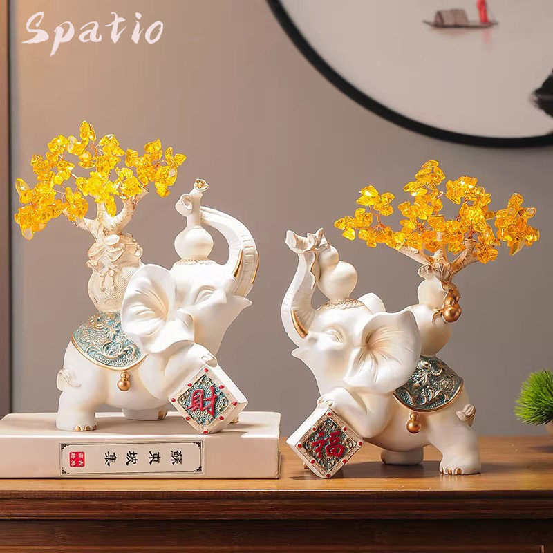 Spatio大象摆件一对发财树玄关客厅酒柜电视柜乔迁装饰酒柜摆放礼,家居饰品,装饰摆件,淘宝优惠券,粉丝福利购,淘宝优惠卷