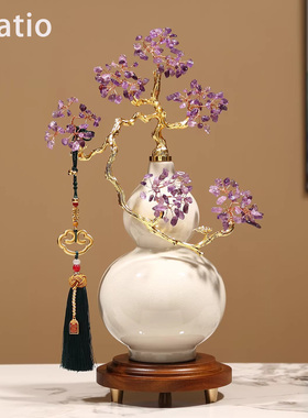 Spatio紫气东来水晶葫芦摆件招财