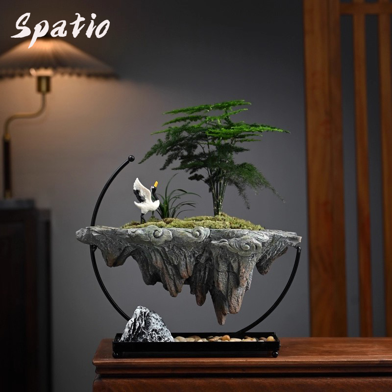 Spatio悬浮倒山文竹米竹绿植摆件