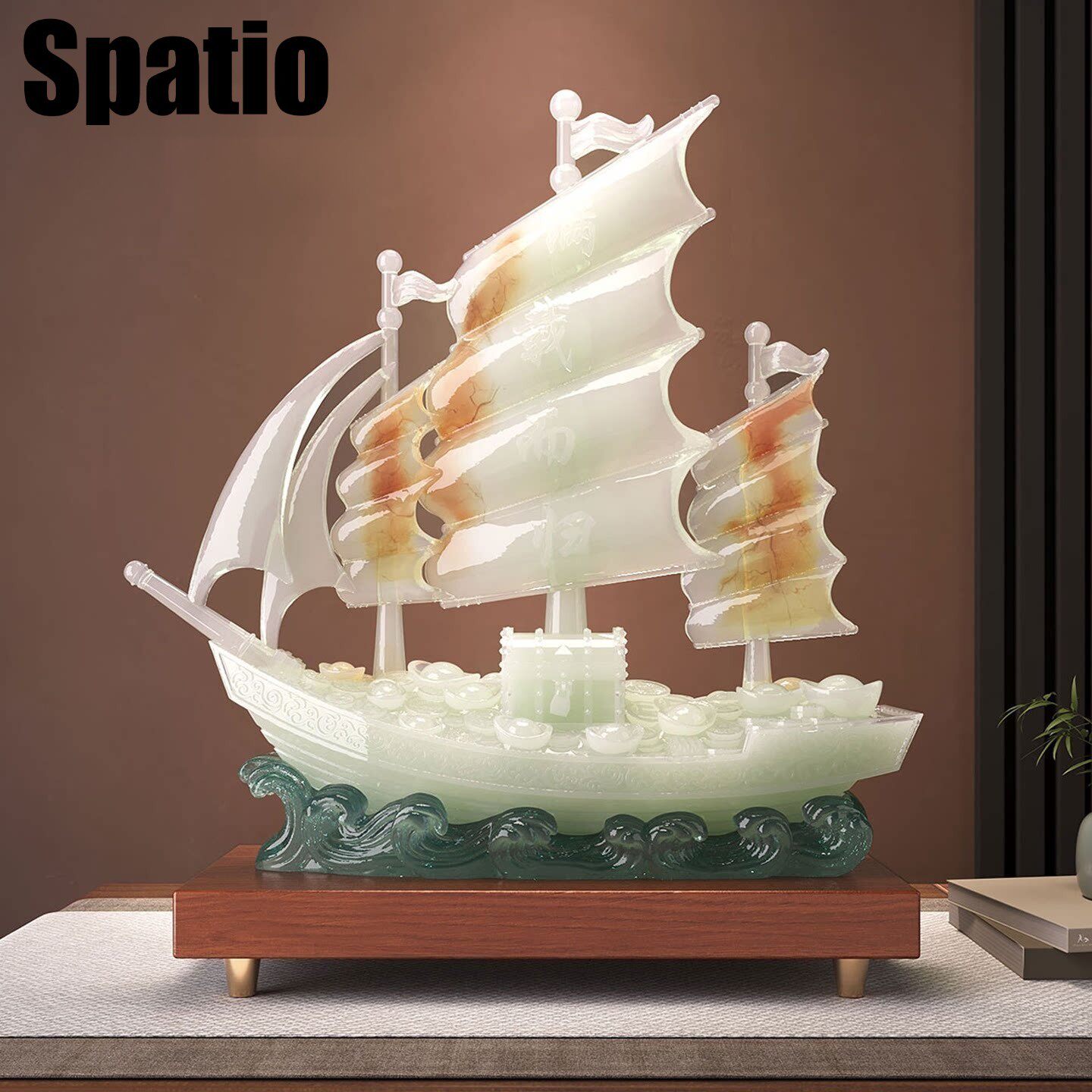 Spatio一帆风顺帆船摆件客厅玄关酒柜高档装饰品礼盒装开业礼物