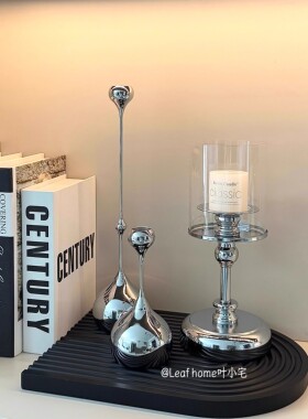 Spatio法式不锈钢烛台组合摆件客厅玄关桌面装饰品氛轻奢现代简约