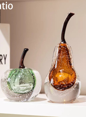 Spatio现代轻奢手工琉璃工艺品永不分梨摆件客厅装饰品高级感装饰