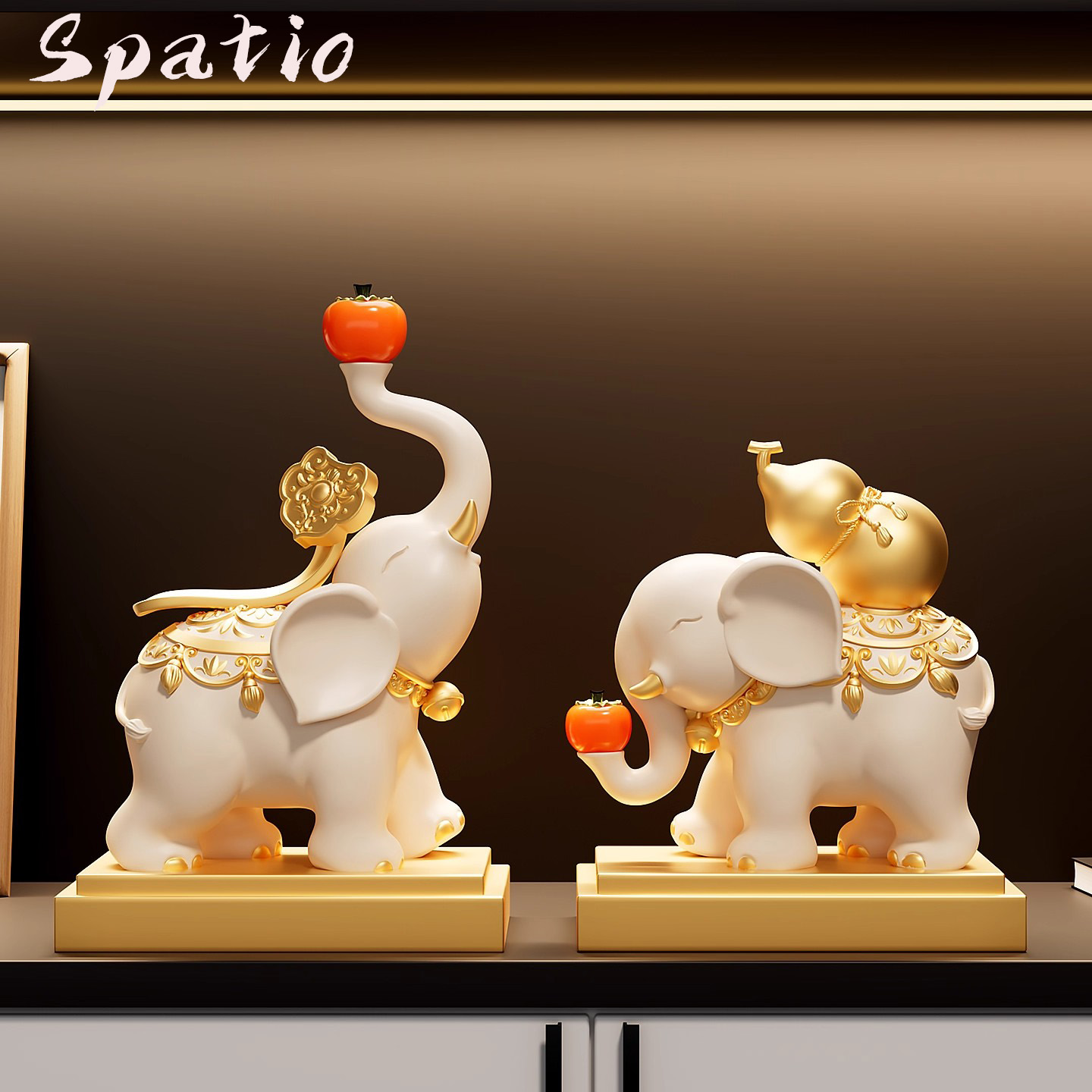 Spatio柿柿如意大象摆件新居礼物