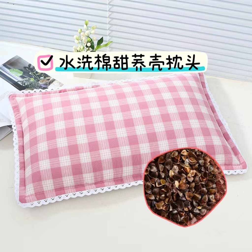 水洗棉荞麦壳甜乔壳枕头枕芯单人儿童学生宿舍家用透气柔软护颈