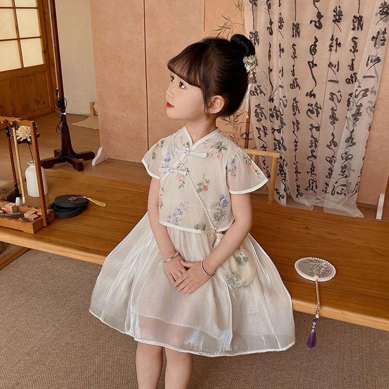 女童夏季连衣裙2024新款洋气中国风女宝宝夏装新中式雪纺夏款汉服
