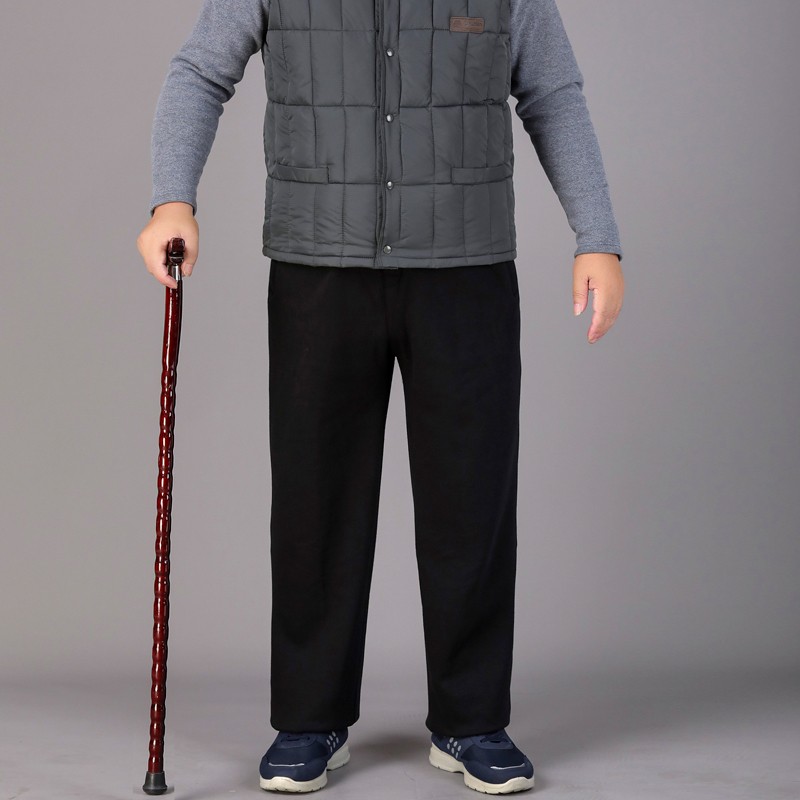 老爷爷运动裤加绒加厚中老年男长裤高腰深档宽松老人休闲裤爸爸冬
