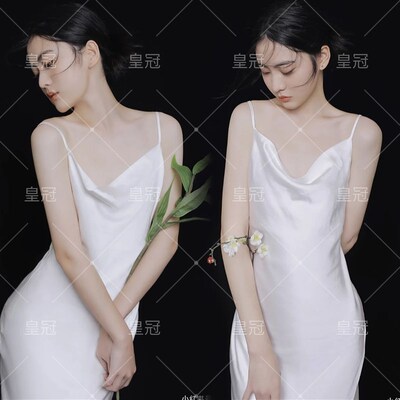 新款影楼个性情绪肖像写真吊带裙时尚简约女孩私房艺术照摄影服装