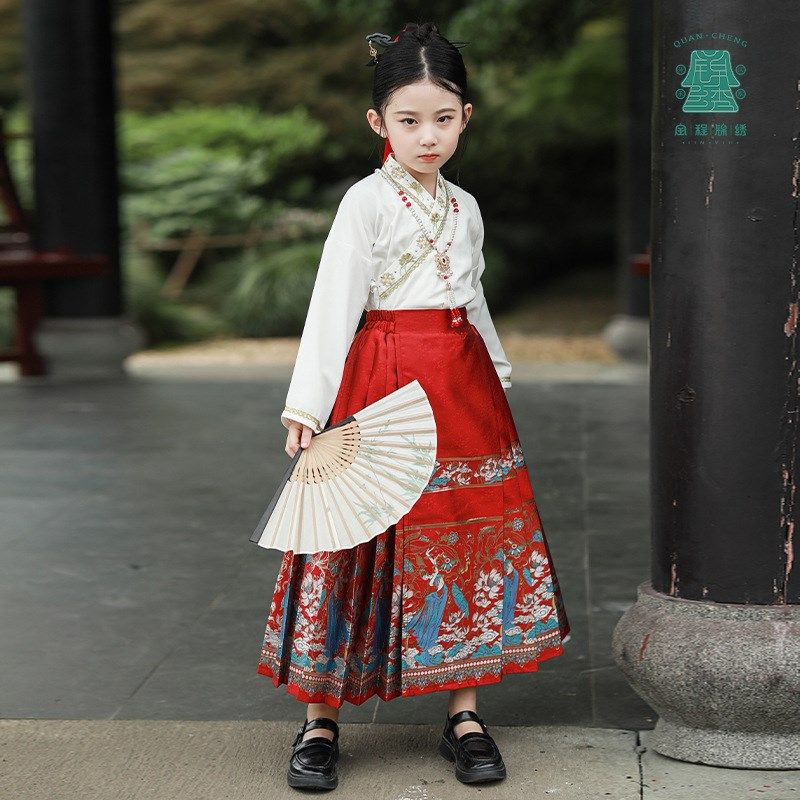童装马面裙儿童套装明制日常半身裙两件套中国风汉服女童春装新款