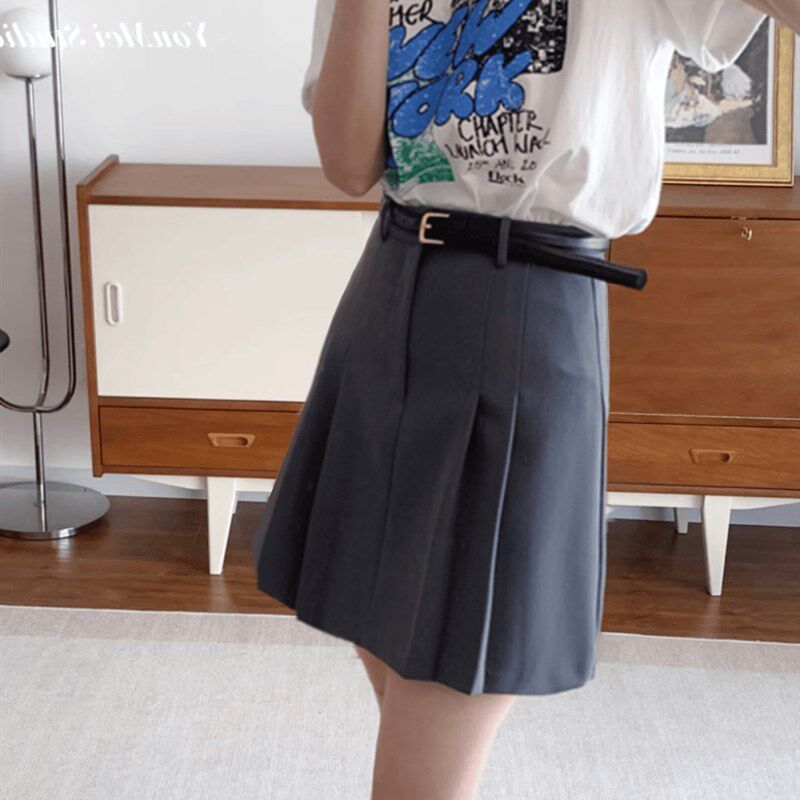 百褶半身裙大码高腰遮肚子包臀百搭一步裙夏胖MM学生显瘦a字短裙