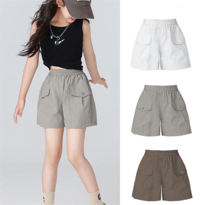 女童工装裤2024新款夏季短裤外穿儿童薄款休闲裤子夏装大童三分裤