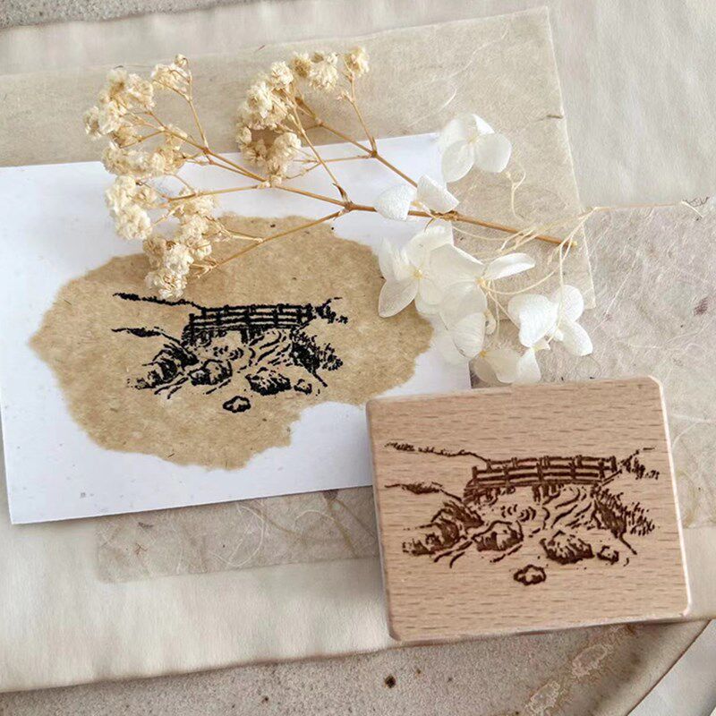 中国风复古印章文艺木质意境手帐书画印章风景水墨画古风图案印章