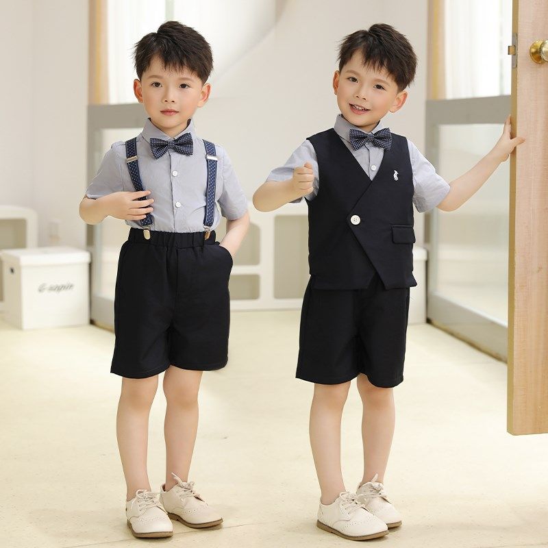 儿童礼服男童夏季新款西装套装帅气英伦风男宝周岁西服花童演出服