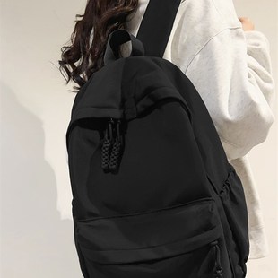 书包女生大学生简约黑色大容量初中生高中生2023新款背包女双肩包